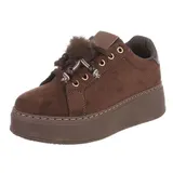 Damen Low-Top Sneaker mit Lochschnürung Ital-Design 3281 in Braun – Bild 7