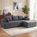 HOMCOM Ecksofa L-Form 256cm Boneless Sofa mit Schlaffunktion Chenille-Optik Grau – Bild 2