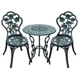 Bistroset 3-tlg. Balkonset Gartenmöbel Balkonmöbel Set Gussaluminium Antik Grün – Bild 1
