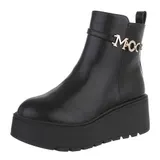 Damen Stiefeletten mit Strass und Reißverschluss Ital-Design 2817 in Schwarz – Bild 6