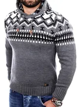 Reslad Herren Grobstrick Pullover Norweger Winter Pulli Kapuzenpullover RS-3013 – Bild 1