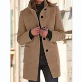 Damen Wollmantel Winterjacke Wolloptik Parka Dufflecoat Lady Mantel Coat Top – Bild 7