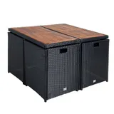 Polyrattan Sitzgruppe Gartenmöbel Set Rattanmöbel 8 Personen Gartenset Schwarz – Bild 2