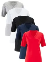 3 Damen Shirt V-Ausschnitt 1x weiß  2x schwarz 100% Baumwolle Gr. 36 - 58 neu 09 – Bild 4