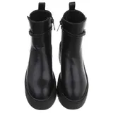 Damen Stiefeletten mit Strass und Reißverschluss Ital-Design 2817 in Schwarz – Bild 4