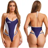 DE Damen Badeanzug Body Rückenfrei Bodysuit High Cut Stringbody Bademode Bikini – Bild 1