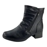 Damen Stiefeletten Boots Stiefel Leicht Gefüttert Blockabsatz Leder-Optik 37-41 – Bild 1
