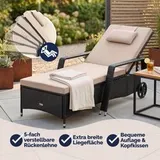 CASARIA® Sonnenliege Gartenliege mit Rollen Polyrattan Wetterfest Relaxliege – Bild 3