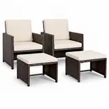 Gartenmöbelset 4 teilig Braun Rattan Outdoor Gartenlounge Balkonset Polyrattan – Bild 1