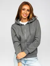 Kapuzenpullover Sweatjacke Sweatshirt Basic Sport Kapuze Damen BOLF Unifarben – Bild 1