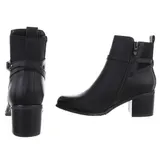 Damen Stiefeletten mit Dekoschnallen Ital-Design 0108 in Schwarz – Bild 5
