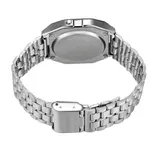 Digitale 12-24H LCD Metall Armbanduhr-Stoppuhr-Alarm-Herren/Damen-Silber-Quarz – Bild 3