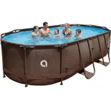 Pool 427x275x100cm Aufstellpool Gartenpool Schwimmbecken Stahlrahmen Oval rattan – Bild 2
