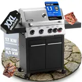 Gasgrill mit Seitenbrenner 4+1 Brenner – Hotzone 17kW Leistung BBQ Grill mit LED – Bild 1