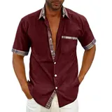Herren T-Shirt Hemdshirt Kurzarm Blusehemd Hemden Freizeit Shirts Karierts Tops – Bild 10