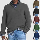 Herren Strickpullover Warm Pullover Sweater Half Zip-Herrenpullover Stehkragen – Bild 15