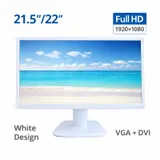 21,5" Full HD LED Monitor Weiß VGA DVI VESA PC Office Neuware – Bild 2