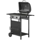 Outsunny Gasgrill 5 KW 2 Brenner BBQ Grillwagen Edelstahl inkl Seitentisch – Bild 3
