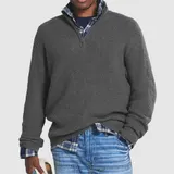 Herren Strickpullover Warm Pullover Sweater Half Zip-Herrenpullover Stehkragen – Bild 13