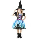 HEXE KOSTÜM & HUT KINDER # Halloween Karneval Kleid Mädchen Hexenhut Mittelalter – Bild 1