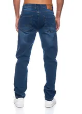 Herren Jeans Hose regulär  Fit  Designer Basic Blau Jeans Stretch Hose – Bild 2