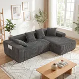 Corduroy Ecksofa L-Form mit Schlaffunktion -Wohnlandschaft- Schlafcouch Eckcouch – Bild 3