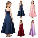 Mädchen Festlich Kleid Elegante Hochzeitskleid EIN-Schulter Blumenmädchenkleider – Bild 13
