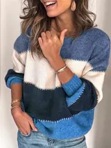 Damen Pullover Pulli Rund Hals Sweater Langarm Oberteile Strickpullover Winter – Bild 1