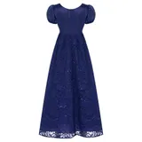 Damen Vintage Regency Kleid Victorian Maxikleid mit Puffärmeln Party Abendkleid – Bild 4