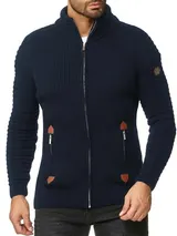 Redbridge Herren Strickjacke Cardigan mit Stehkragen Basic Luxury Pullover M3633 – Bild 3