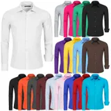 Hemd Herren Slim Fit Business Freizeit Hochzeit Shirt Bügelleicht Hemden Langarm – Bild 10