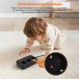 Steckdosenleiste 3-Fach 6 USB Mehrfachsteckdose mit Flachstecker und Schalter 2m – Bild 12