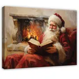 Leinwand Weihnachtsmann Rot Nikolaus Wandbilder Groß Leinwandbild Wanddeko 136 – Bild 1