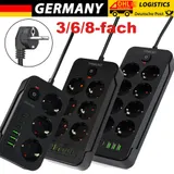 Steckdosenleiste 3 6 8 Fach mit USB Mehrfachsteckdose mit Flachstecker Schalter – Bild 3