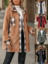 Damen Warme Plüsch Kapuzen Mantel Teddyfell Coat Fleecejacken Winterjacke DE – Bild 7