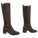 Used Look Damen Stiefel mit Reißverschluss Ital-Design 2707 in Braun – Bild 4