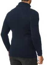 Redbridge Herren Strickjacke Cardigan mit Stehkragen Basic Luxury Pullover M3633 – Bild 2