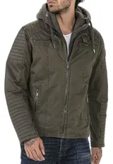 Redbridge Herren Jacke Übergangsjacke Bikerjacke abnehm Sweat- Kapuze 2in1 Look – Bild 5