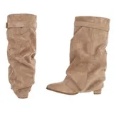 Damen Stiefel mit Reißverschluss Ital-Design 4218 in Hellbraun – Bild 5