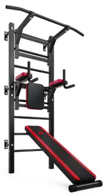 Turnwand Sprossenwand Klimmzugstange Bauchtrainer Dip Bar Sit-Up-Bank bis 150 kg – Bild 5