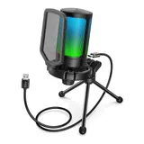 FIFINE USB Mikrofon RGB Kondensator Gaming Mikrofone PC mit Stummschalttaste – Bild 1