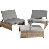 Gartenset in grau Sitzgarnitur + 2 Sessel + Tisch Gartenmöbel Lounge Poly Rattan – Bild 12