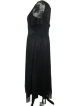 Sheego Damen Kleid Schwarz große Größen Abendkleid Spitze kurzarm Sommerkleid  – Bild 6