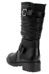 Damen Stiefel Schwarz Stiefeletten Boots Leder-Optik Gefüttert Winterstiefel NEU – Bild 5