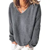 Damen-fleece-sweatshirt Mit V-ausschnitt, Pullover Übergröße Pullover Damenmode – Bild 4
