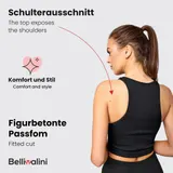 Bellivalini Sport Oberteile Damen Crop Top Geripptes Shirt Gym Yoga XS-XXL – Bild 4