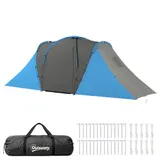 Outsunny Tunnelzelt Campingzelt für 4 Personen mit 2 Schlafzimmern Wohnbereich – Bild 3