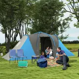 Outsunny Tunnelzelt Campingzelt für 4 Personen mit 2 Schlafzimmern Wohnbereich – Bild 2