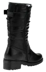 Damen Stiefel Schwarz Stiefeletten Boots Leder-Optik Gefüttert Winterstiefel NEU – Bild 6