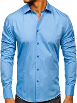 Freizeithemd Hemd Shirt Herrenhemd Langarm Slim Fit Basic Herren Mix BOLF Casual – Bild 1